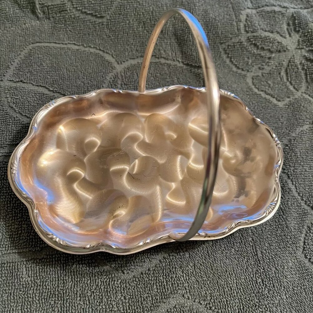 Silver Plated VTG Candy Dish From West Germany/Pearl Oyster Design Handle